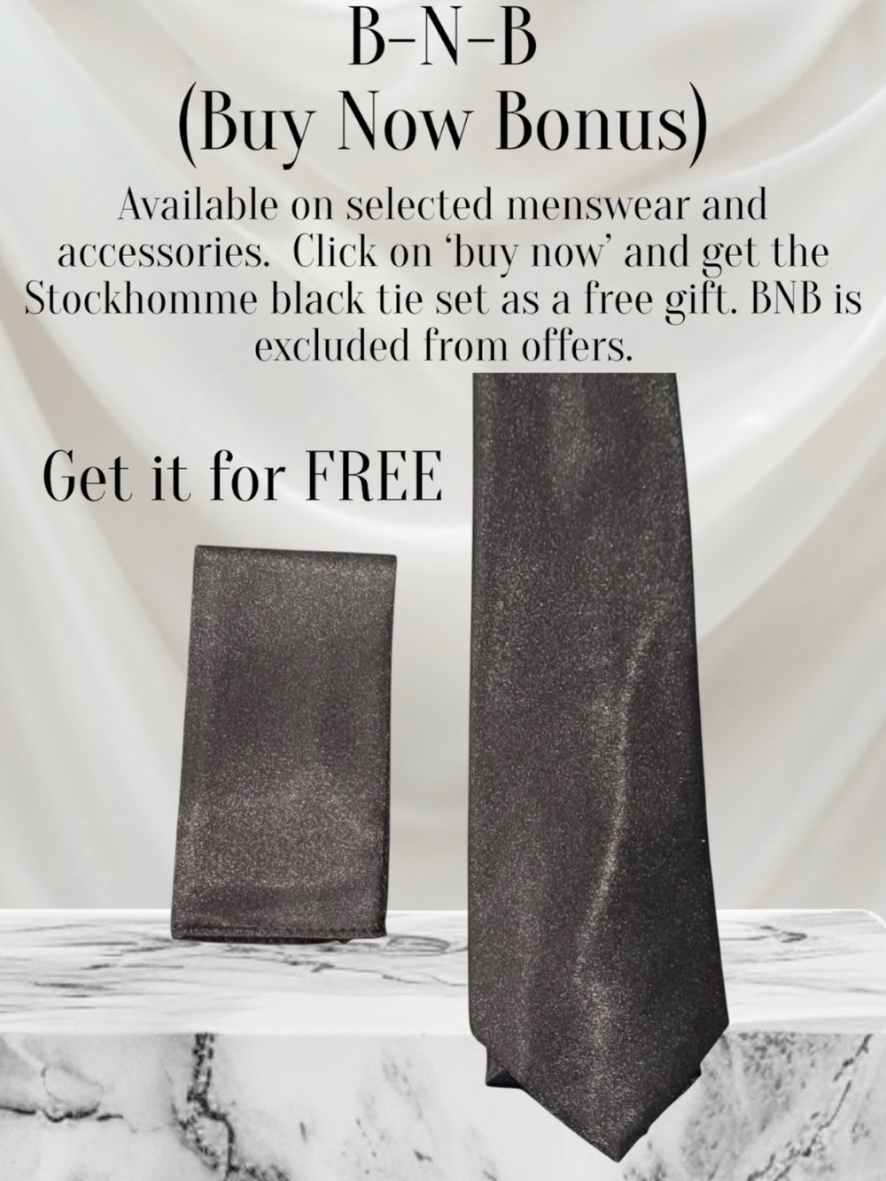 2 for $30 | Black Tie & Pocket Square Set